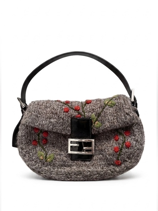 Fendi Handbags - VINTAGE Fendi Baguette Knit Floral Crochet Brown Orange Green